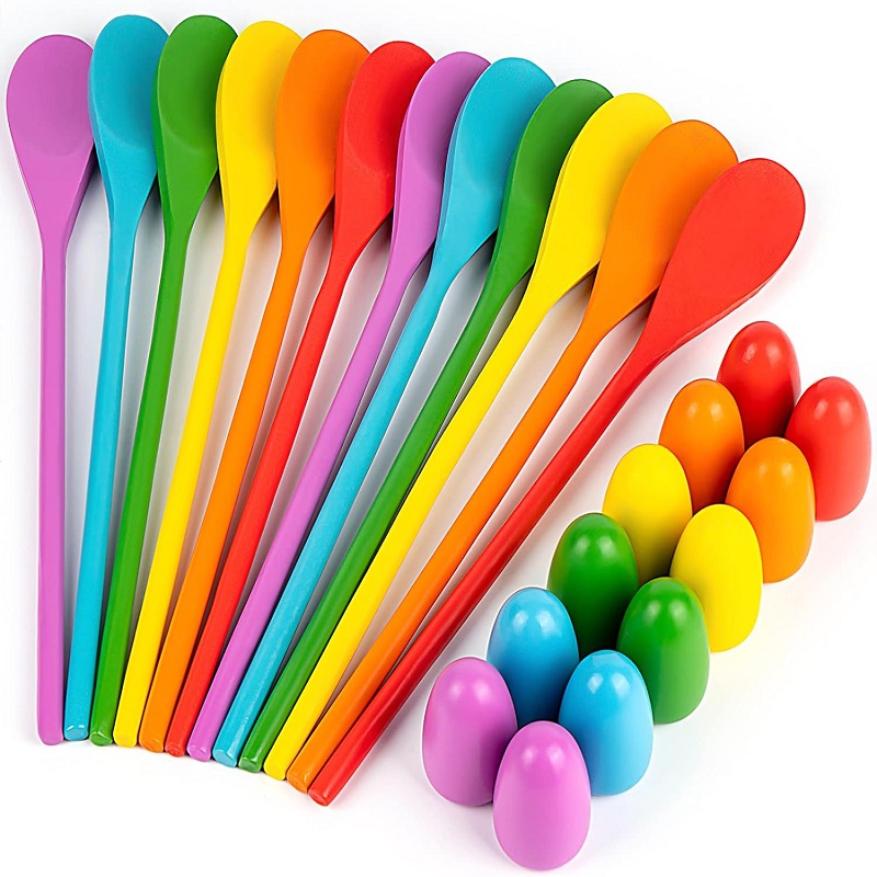 6Pcs Wooden Egg Spoon Race Gam - Outdoor Hunting Games For Kids 评论和价格