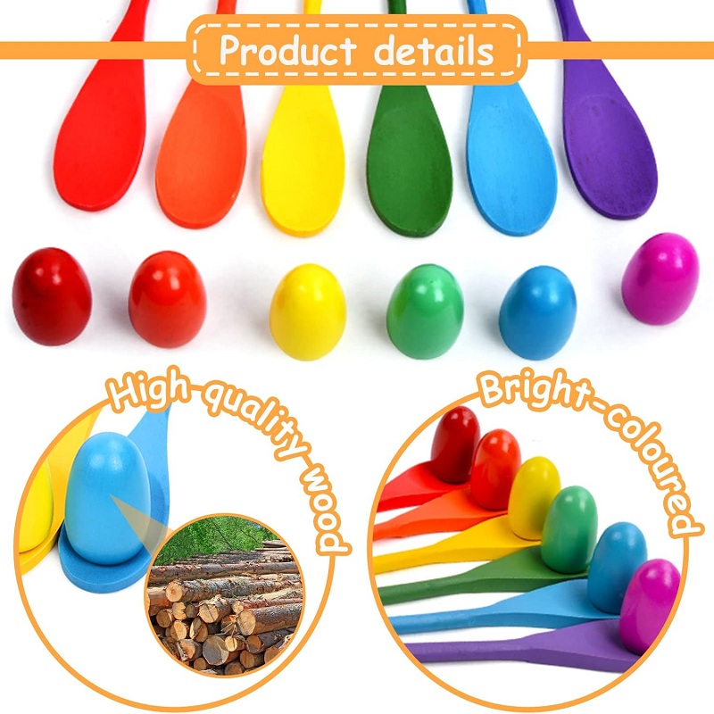 6Pcs Wooden Egg Spoon Race Gam - Outdoor Hunting Games For Kids 评论和价格