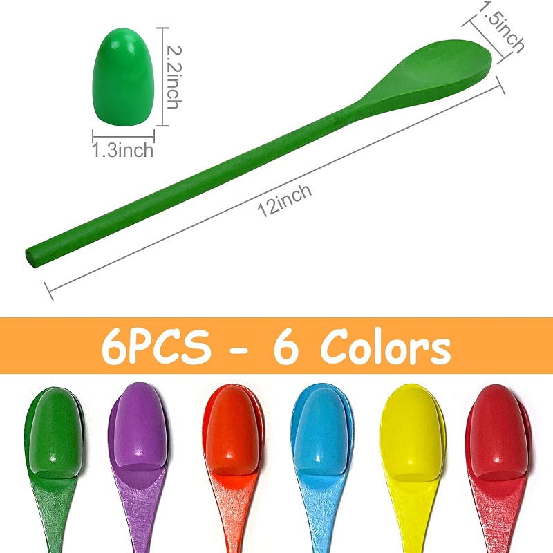 6Pcs Wooden Egg Spoon Race Gam - Outdoor Hunting Games For Kids 评论和价格