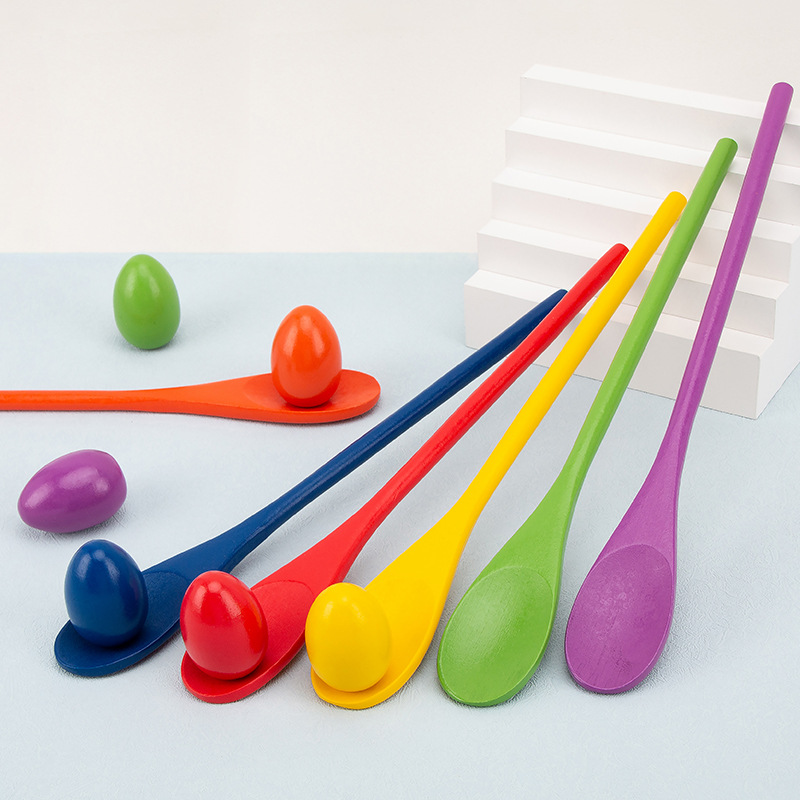 6Pcs Wooden Egg Spoon Race Gam - Outdoor Hunting Games For Kids 评论和价格